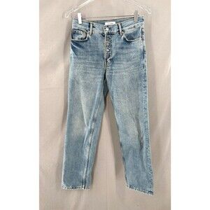 Anine Bing 24 Jeans Straight Leg Button Fly Mid Rise Blue